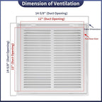 12"W x 12"H [Duct Opening Size] Steel Return Air Filter Grille - Removable Face/Door for 1 inch Filters -HVAC Vent Cover Grill - White [Outer Dimensions: 14 5/8"W X 14 5/8"H]