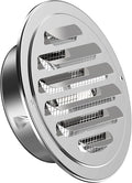 Stainless Steel Soffit Vents 4 Inch, HG Power Round Vent Cover with Screen Mesh, Louver Air Vent Hood for Wall, Ceiling Mount, Bathroom, Garage, Attic Ventilation, Silver