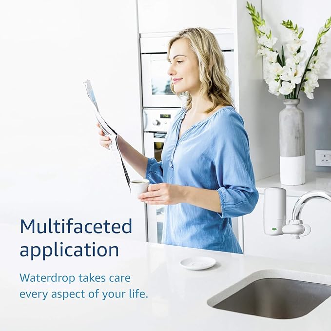 Waterdrop Faucet Water Filter, Replacement for Brita® Filter, Brita® Faucet 36311 On Tap Water Filtration System, FR-200, FF-100 Replacement Filter, White (4 Packs)