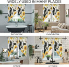 Yellow Sunflowers Swag Valances for Windows, Country Cow Flower Butterfly Farmhouse Cream Rod Pocket Kitchen Curtains Valance, Small Window Curtains Swag for Cafe Living Room, 2 Panels, 28x36 inch