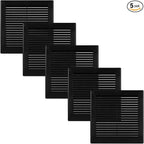 Vent Systems 6" x 6" - Pack of 2 - Black Plastic Soffit Vent Cover - Durable Flat Square Air Vent Grille with Mesh Screen - Weather Resistant Ventilation Grill - Wall & Ceiling, Indoor & Outdoor