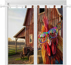 Farm Rooster Living Room Curtains 84 Inch Length, Window Curtains Tab Top, Farmhouse Barn Funny Animals Butterfly Light Filtering Window Treatments Drapes 42"x84" 2 Panel