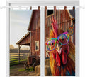 Farm Rooster Bedroom Curtains 72 Inch Length, Window Curtains Tab Top, Farmhouse Barn Funny Animals Butterfly Light Filtering Window Treatments Drapes 52"x72" 2 Panel