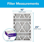 Filtrete 16x25x4 AC Furnace Air Filter, MPR 1550, MERV 12, Fits Lennox & Honeywell, CERTIFIED Asthma & Allergy Friendly, Electrostatic Air Cleaning Filter, 4-Pack (actual size 15.88 x 24.56 x 4.31)