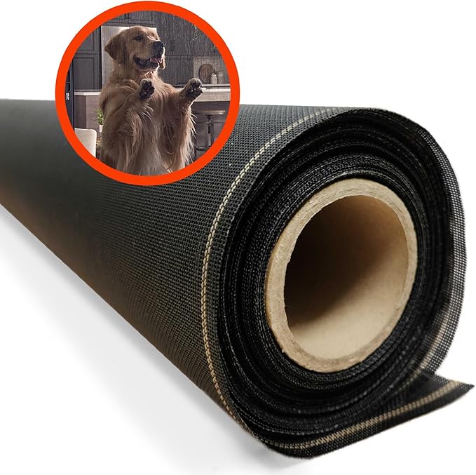 Pet & Weather Resistant Insect Screen - 17/14 Super Screen (36 in x 25 ft) - Mesh Screen for Patio Porch Pool Cage & Lanai - Replacement Screen Roll, Black - Dog & Cat Proof Screens for Windows