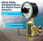 RV40601 Brass Replacement Air Relief Valve Adapter | Compatible with DEX2400S, Dial Pressure Gauge ECX270861 | Include O-Ring for Seamless Installation | Essential Pool Maintenance Accessory
