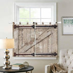 Farmhouse Wood Grain Bedroom Curtains 63 Inch Length, Window Curtains Tab Top, Vintage Country Barn Gate Brown Light Filtering Window Treatments Drapes 42"x63" 2 Panel