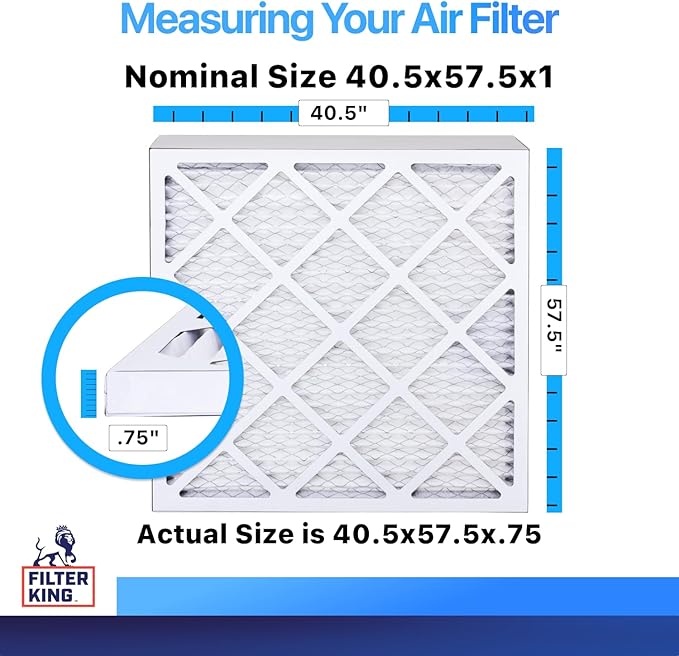 Filter King 40.5x57.5x1 Air Filter | 4-PACK | MERV 8 HVAC Pleated A/C Furnace Filters | MADE IN USA | Actual Size: 40.5 x 57.5 x .75"
