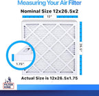 Filter King 12x26.5x2 Air Filter | 12-PACK | MERV 8 HVAC Pleated A/C Furnace Filters | MADE IN USA | Actual Size: 12 x 26.5 x 1.75"