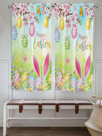 Easter Living Room Curtains 72 Inches length, Spring Bunny Colorful Rabbit Eggs Butterfly Blue Green Window Treatment Curtain Drapes, Light Filtering Drapes for Bedroom Laundry Room, 52"x72", 2 Panels