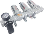 1/4" NPT MID FLOW 4 Stages Filter Coalescing Desiccant Dryer Regulator System For Compressed Air Lines, Poly Bowls, Great For Paint Spray And Plasma Cutter (MANUAL DRAIN)