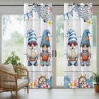 Ocean Gnome Outdoor Curtains for Patio Summer Marine Plumeria Shell Wooden Waterproof Outside Curtains with Grommet Top Weatherproof Curtain for Cabana Pergola Gazebo, 2 Pack, 54" W x 84" L