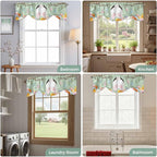 Easter Tie Up Valance Curtains for Windows, Kitchen Curtains Window Shades, Spring Watercolor Bunny Eggs Wooden Grain Green Light Filtering Roman Curtain Valances for Bedroom/Bathroom/Cafe 54"x18"