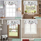 Spring Tie Up Valance Curtains for Windows, Kitchen Curtains Window Shades, Bicycles Botanical Rose Leaves Butterfly Wood Grain Light Filtering Roman Curtain Valances for Bedroom/Bathroom/Cafe 42"x12"