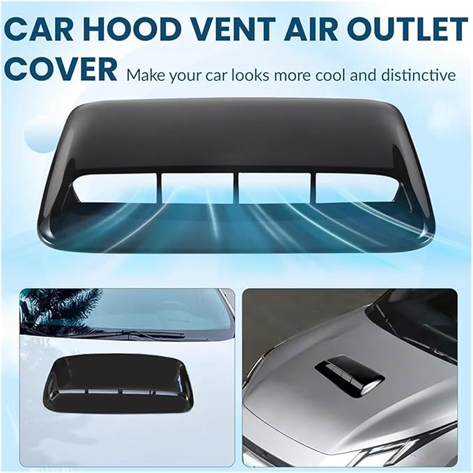 Car Universal Hood Vent Air Outlet Cover Compatible For Infiniti And Mazda Compatible For Tesla Hood Scoop Air Flow Intake Vent Cover