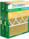 Filterbuy 20x25x5 Air Filter MERV 11 Superior Pet & Allergy Defense (2-Pack), Pleated HVAC AC Furnace Filters for Honeywell FC100A1037, Lennox X6673, and More (Actual Size: 19.88 x 24.75 x 4.38)