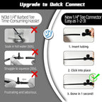 45 Pack Quick Connect 1/4" Drip Tubing Irrigation Fittings Kit Universal 1/4'' Drip Irrigation Tubing Connectors Leak Free Fitting Set Includes 10 Tee 10 Coupling 10 Elbow 10 End Cap 5 Shut Off Valve