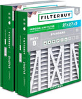 Filterbuy 21x27x5 Air Filter MERV 8 Essential Dust & Allergy Defense (2-Pack), Pleated HVAC AC Furnace Filters for Trane Perfect Fit & American Standard (Actual Size: 20.56 x 26.13 x 4.97)