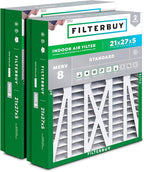 Filterbuy 21x27x5 Air Filter MERV 8 Essential Dust & Allergy Defense (2-Pack), Pleated HVAC AC Furnace Filters for Trane Perfect Fit & American Standard (Actual Size: 20.56 x 26.13 x 4.97)