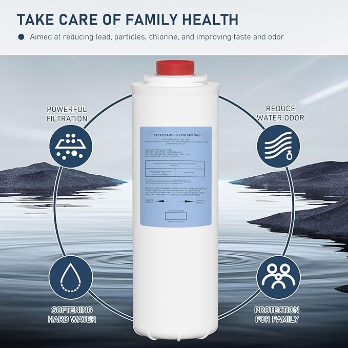 51300C Water Replacement Filter Compatible with Elkay 51300C EWF3000, and Ezh20 Bottle Filling Station, 3000 Gallon Water Filter Replacement for ERF750, 51299C, 55898C (No Chip) 4 Pack