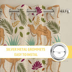 2 Panel Kitchen Cafe Curtains, Desert Camels Sunlight Filtering Nature Air Through, Home Decor Window Covering Tier Curtains for Living Room 80W x 63L inch Vintage Sand Animals Aloe Vera Leaves Beige