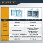 POWERTEC 1 Micron Activated Carbon Inner Air Filters for WEN 3410, POWERTEC AF4000/AF4001 & Shop Fox W1830 Air Filtration Systems for Workshop and Garage, Replacement for WEN AF916C, 2PK (75112-P2)