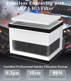 FumeClear FC-2001X Fume Extractor for Laser Engraver 3 Powerful Suction HEPA H13 Filter for 99.97% High-filtration Low-noise LED Signal Smoke Absorber Remover for F1, K10, L2, M1, P1, etc. White