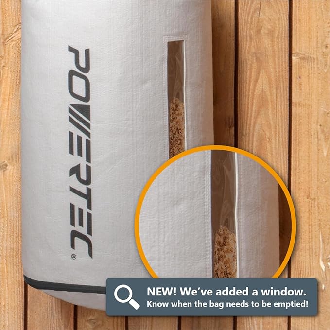 POWERTEC Dust Collector Bag w/ 5" Band Clamp Kit, 1 Micron Dust Bag & 4-3/4" to 5-1/4" Dust Collector Band Clamp for Wen, Shop Fox, Grizzly, Rockler, Delta, and POWERTEC DC5371/ 5372 (70403)