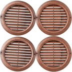 VENTS-US - 4" Brown Round Plastic Vent Cover with Built-in Insect Screen Mesh for Air Supply or Exhaust Air Applications - Compatible with 4 Inch Diameter Ducts (4-Pack)