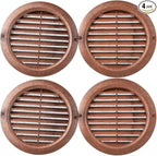 VENTS-US - 4" Brown Round Plastic Vent Cover with Built-in Insect Screen Mesh for Air Supply or Exhaust Air Applications - Compatible with 4 Inch Diameter Ducts (4-Pack)