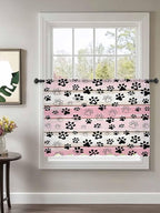 Sheer Curtains 54 Inch Length, Pink Beige Paw Print Semi Sheer Curtains Light Filtering Window Treatment, Vintage Farmhouse Country Wooden Grain Privacy Voile Drapes for Living Room Bedroom 52x54 Inch