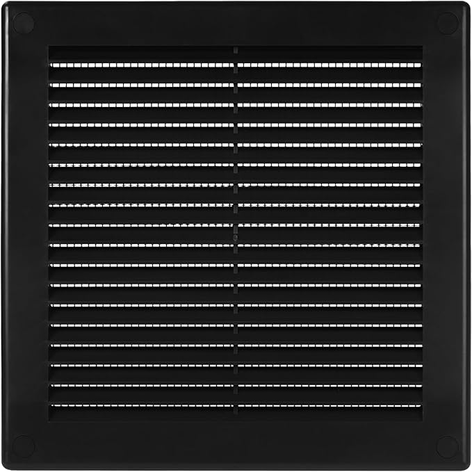 Vent Systems 8'' x 8'' Inch Black Soffit Vent Cover - Pack of 100 - Flat Square Air Vent Louver - Grille Cover - Built-in Insect Screen - HVAC Vents for Bathroom, Home Office, Kitchen 8x8 Inch