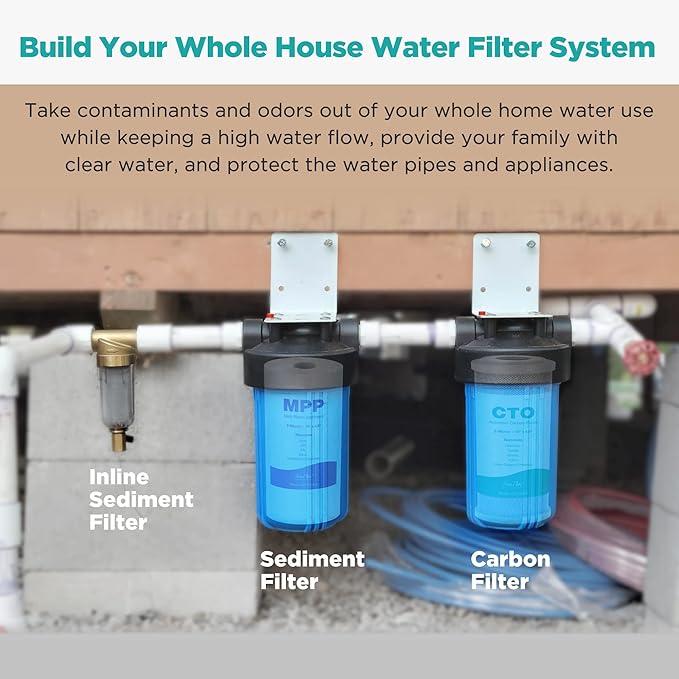 SimPure Whole House Water Filter Cartridges 5 Micron 10" x 4.5" PP+CTO 2-Stage Sediment and Carbon Filter Set, for DB10C-2, DB10P, GE FXHTC, GXWH40L, WGB21B, FP15B, FC15B, 2 Sets