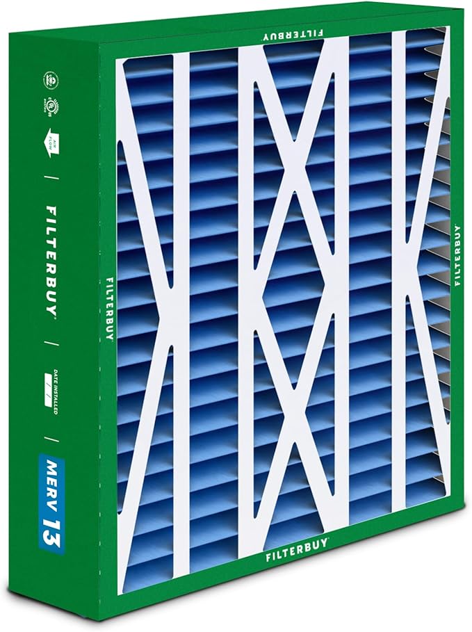 Filterbuy 17.5x21x5 Air Filter MERV 13 Optimal Smoke & Allergy Defense (4-Pack), Electrostatic Pleated HVAC AC Furnace Filters for Rheem, Ruud, and Protech (Actual Size: 17.13 x 20.63 x 4.38)