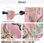 Easter Tier Curtains, Spring Rabbit Eggs Flowers Flags Leaves Wood Grain Light Filtering Kitchen Curtains, 2Pcs Rod Pocket Half Window Treatments Panels for Sink Cafe Cabinet Camper 27.5x36 Inches