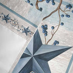 Texas Star Blue Curtain Valances for Windows, Kitchen Valance Window Treatment, Farmhouse Country Branches Wooden Grain Light Filtering Block Curtains for Bathroom/Bedroom/Living Room 42'' x 18''