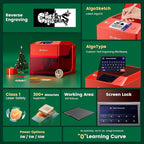 AlgoLaser 3W Laser Engraver Machine: Portable & Smart with 3.5" Touch Screen, Hand Drawing/Wireless/SD Card/Offline Engraving, AlgoOS 2.0 Self Developed System for Wood, Acrylic, Leather