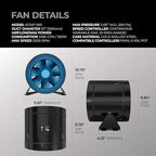 TerraBloom 10" Grow Ventilation Combo - 10" EC Fan and 10"x24" Premium Activated Air Carbon Filter For Large Grow Spaces