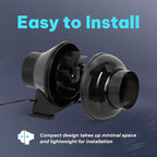 iPower 4 Inch 195 CFM Exhaust Inline Duct Vent Booster Blower with Variable Indoor Grow Tent Hydroponics Ventilation, Quiet, 4'' Fan with Speed Controller New, Black