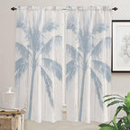 Summer Coconut Tree on Vintage Wood Grain Window Valance Curtains, Seaside Plants Light Filtering Kitchen Valance with 3-inch Rod Pocket for Living Room Bathroom Bedroom,2 Panel,52x72In