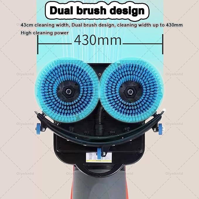 Commercial Floor Scrubber Machine Lightweight Electric Floor Cleaner with 17" Cleaning Width, Rotary Double Brushes, 360° Rotating Head, Efficiently Scrubs The Floor and Leaves it Dry White