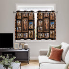 2 Panel Kitchen Cafe Curtains, Desert Camels Sunlight Filtering Nature Air Through, Home Decor Window Covering Tier Curtains for Bedroom Living Room Brown Wildlife Farmhouse Animals Rustic