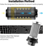 EVIL ENERGY Inline Fuel Filter 100 Micron with Barb 1/2", 3/8", 5/16" Fitting Adapter 50MM Universal Aluminum Black, for Gasoline, Diesel, Rubber Fuel Line, Car EFI & Carb Fuel Systems