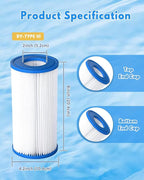 Pool Filter Cartridge for Type A or C,2 Pack Compatible with 29000E/59900E Aboveground Pools,Type A/C Reusable Swimming Filter for 1000/1500/530 GPH Filter Pump