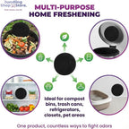 Activated Charcoal Odor Absorber- (NO Adhesive) for Trash can lids Pack of 10 Filters for composters, Trash cans, Kitchens and Recycling Areas, pet Litter Boxes