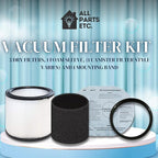 Vacuum Canister Filter Set for Wet/Dry Shop Vacuums – Includes Canister Filter, Foam Sleeve, 3 Dry Filter Discs, and Mounting Band Compatible with Shop-Vac, Craftsman, Ridgid, and More