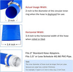 DAVCO 2" x 50 ft Pool Backwash Hose, Heavy Duty Reinforced Blue PVC Lay Flat Water Discharge Pump Hoses For Swimming Drain Pools and Clean Filters,with 1 Clamp