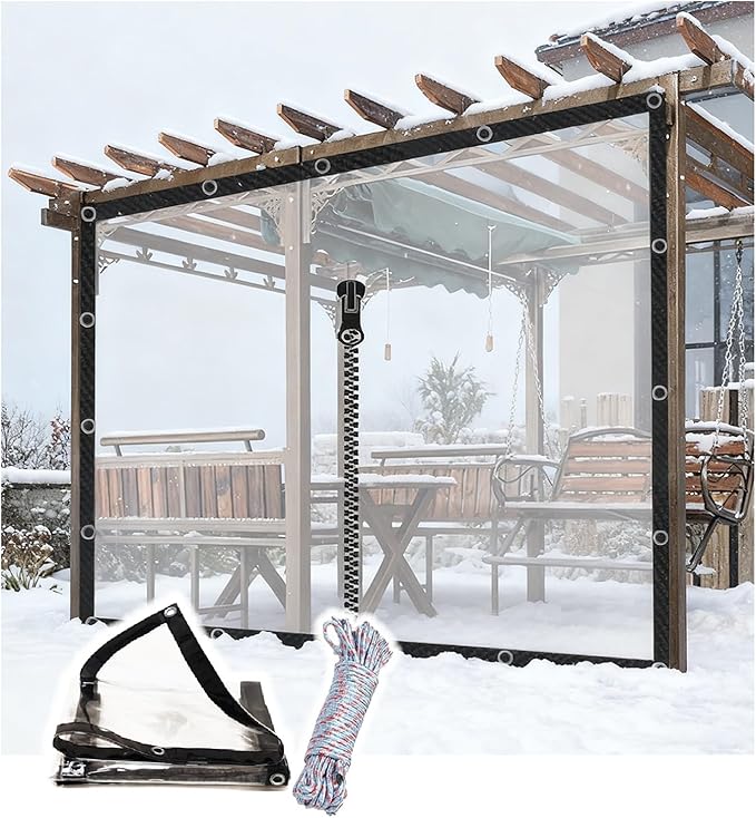Curtain Patio Enclosure, Water Proof PVC Curtains for Gazebos with Zip, Transparent Outdoor Tarps for Patio Enclosure, Camping, Porch(2x3m)