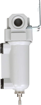 PneumaticPlus SAFD200-N02B-MEP Miniature Compressed Air Coalescing Filter, 0.01 Micron 1/4" NPT - Metal Bowl, Manual Drain, Bracket