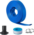 Eastrans 1 1/2 in x 100 ft Pool Backwash Hose Kit with Female NPT Adapter,Heavy Duty Discharge Pump Hose for Swimming Pool,Reinforced Pool Drain Hose with 2 Clamps and Thread Seal Tape,6 Bar